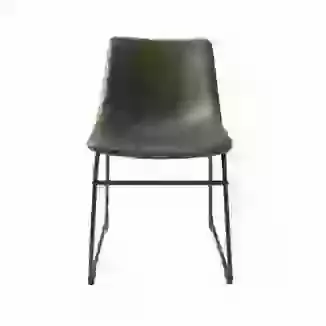 Vegan Leather Grey Dining Chair with Metal Leg Frame SET OF 2